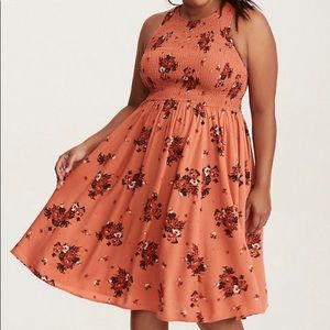 Torrid Flora Smocked Challis Midi Dress